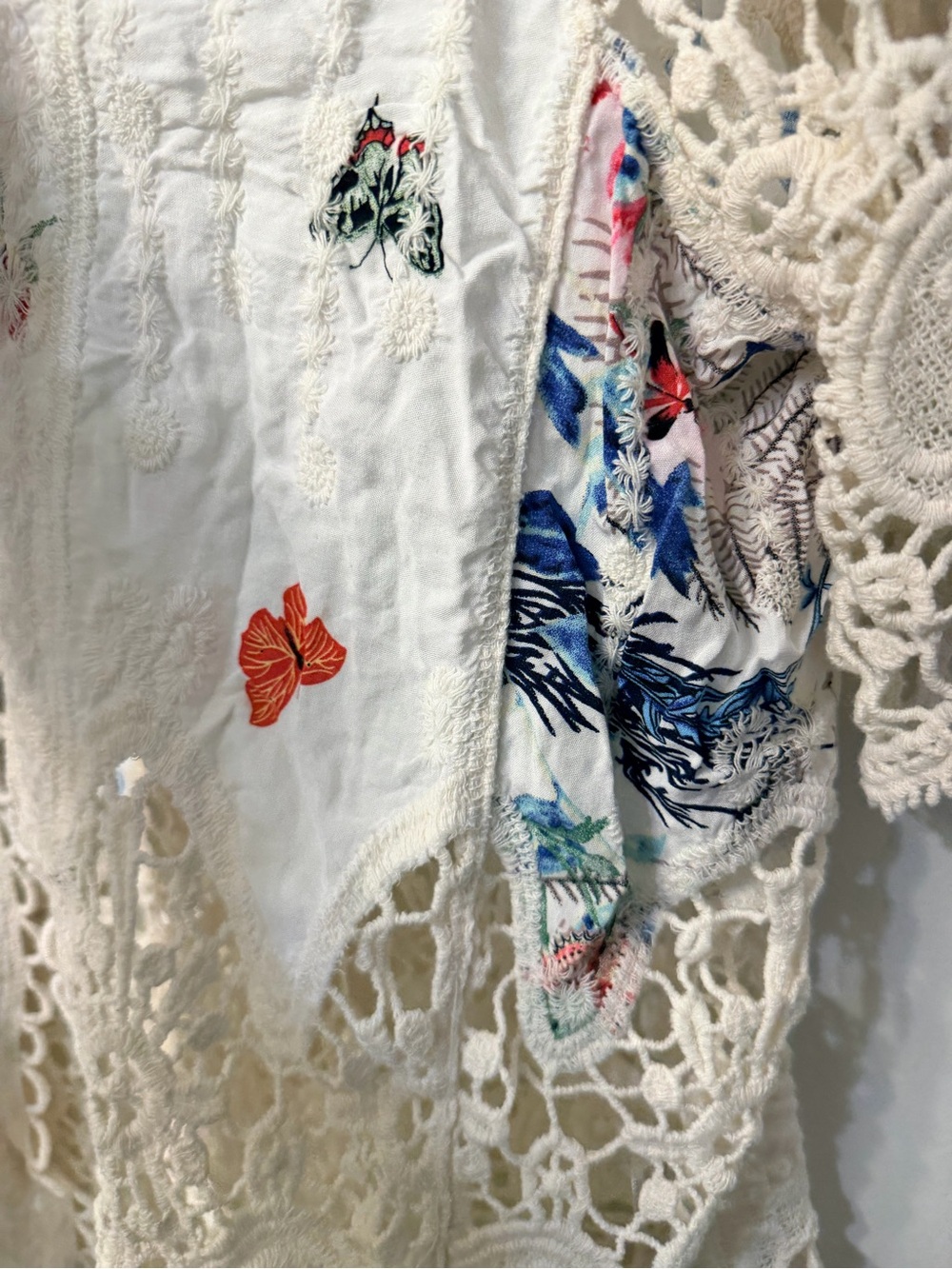 Sorrento Crocheted Floral Kimono - White with Multicolor Print - Picture 4 of 4